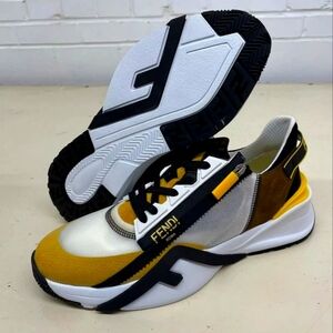 FENDI Flow Low Top Sneakers Men's S White Yellow Black